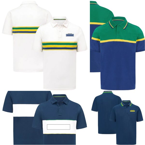 2023 F1 Polo a rayas para hombre Camiseta Fórmula 1 Camiseta estampada con la firma del conductor Carreras Deportes al aire libre Camisetas de jersey transpirables