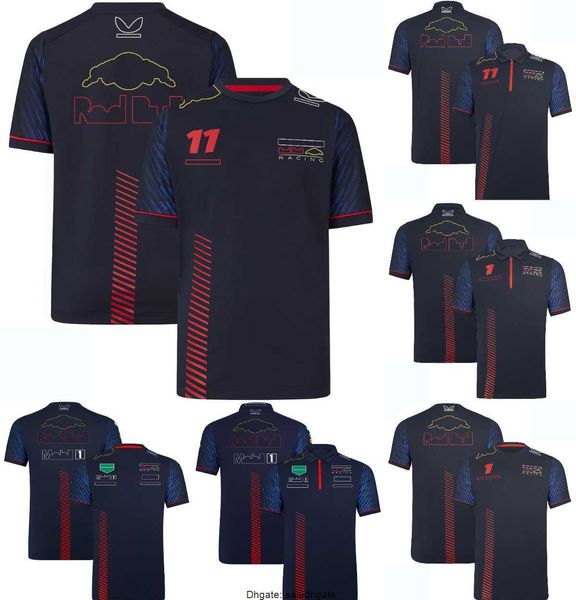 2023 F1 Mens RedBulls Team Polo Shirt T-shirt Formula 1 Racing Suit T-Shirt 1 et 11 Driver Fan Top T-Shirts Jersey MOTO Moto Vêtements