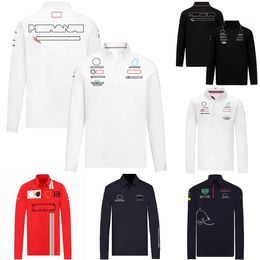 2023 F1 Costume De Course T-shirt Formule 1 Pilote à manches longues Polo Dessus De Chemise Revers D'équipe À Séchage Rapide Décontracté Hommes Chemise Jersey