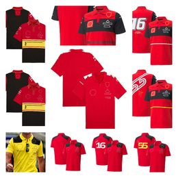 Ropa de carreras del equipo F1, camiseta con solapa de carreras, POLO rojo de secado rápido, camiseta de talla grande personalizada para fanáticos, 2023