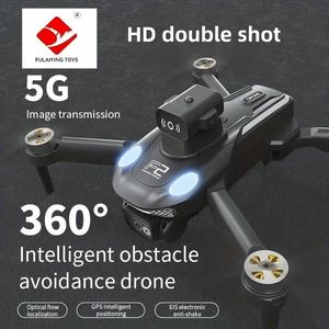 Drone GPS sans balais 2023 F2-5G avec évitement d'obstacles infrarouge, caméra aérienne HD à réglage électrique à 90 ° : objectif avant placé HD, prise de vue grand angle de 110 pi, positionnement GPS