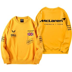 2023 Automne Pull à capuche T-shirt F1 Racing Team Manches courtes Mclaren Formule 1 Lando Norris Car 3D Imprimer Hommes Femmes O-Cou Tops Jersey
