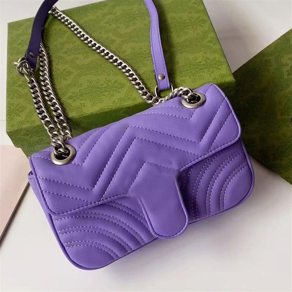 2023 Famoso Desinger Bolso para mujer Cuero genuino Ola Cosido Flap Debe Bolsa Mujeres Metal Cadena Bolso para Ladies301L