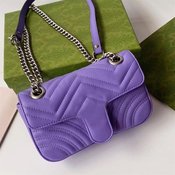 2023 Famoso Desinger Bolso para mujer Cuero genuino Ola Cosido Solapa Debe Bolsa Mujeres Metal Cadena Bolso para Ladies238N