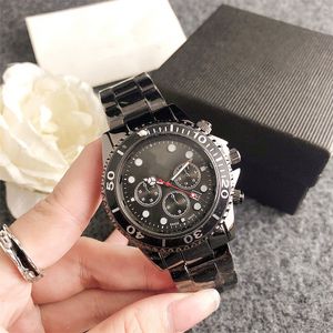 Reloj de pulsera para hombre con logotipo famoso de lujo esfera negra a la moda acero inoxidable completo 2023