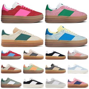 Adidas Gazelle Bold designer woman casual shoes Thick Soled Pink Glow Gum Velvet Womens Trainers og Vegan Cream Collegiate Green【code ：L】Dhgate Sports Sneakers