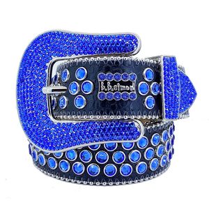 2023 Fashion Blue Designer BB Simon Belts For Men Women Glanzende diamant retro naald gesp zwarte witte multolour met bling steentjes als geschenken