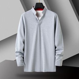 Polo de marque à la mode pour hommes, décontracté, coréen, couleur unie, hauts à manches longues, chemises classiques d'été, t-shirts masculins 6XL 7XL, 2023, 240103