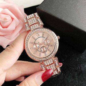 2023 modemerk horloges digitaal horloge vrouwen meisje kristal diamant 3 wijzerplaten stijl metalen stalen band quartz polshorloge groothandel gratis verzending