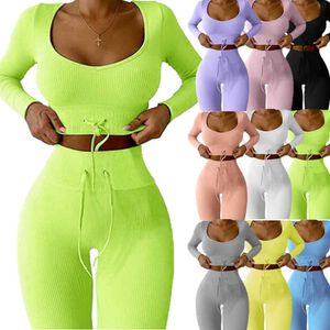 2023 mode couleur bonbon loisirs Sports de plein air Fitness pantalon à manches longues serré Yoga costume pour femmes jogging costumes dames survêtements