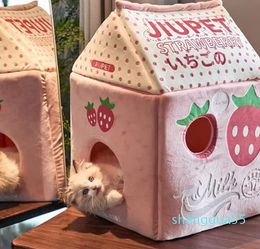 2023 Lit de chats de la mode Strawberry Milk Banana Milk Cat Bed Cat House