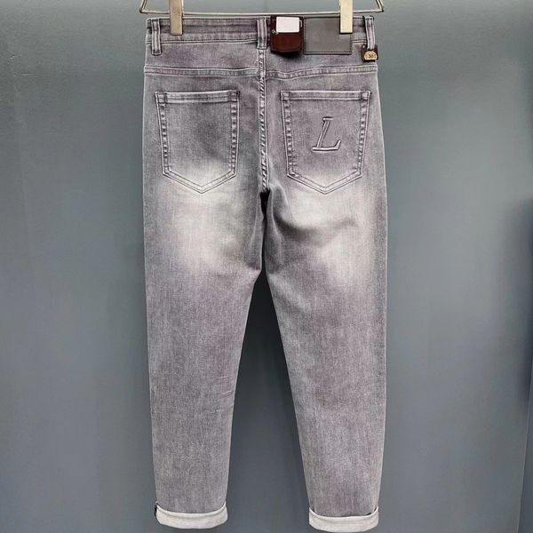 2023 mode classique jeans hommes jeans style impression à chaud trou peint mince stretch imprimé petits pieds denim