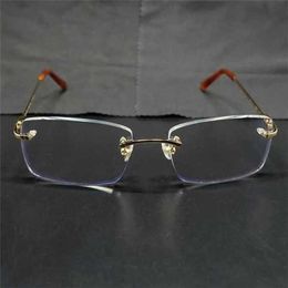 2023 Modeontwerper Nieuwe zonnebril Randless Clear Eye Frames Heren Transparante optische bril metaal deisgner breker brillenvulling op recept Glasseskajia