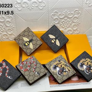Men Animal Designers Fashion Wallet Couioir en cuir noir Tiger Tiger Femmes Femmes de cartes de bourse de luxe avec boîte-cadeau Top Quality Aaaaa
