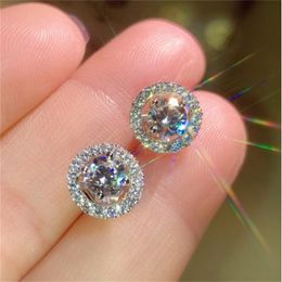 2023 Mode Boucles D'oreilles Bijoux Nouveau 18K Or Blanc Plaqué Boucles D'oreilles Femmes Grand Diamant Boucles D'oreilles Blanc Zircon Mixte Couleur Polygonale Cadeau