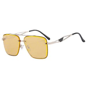2023 Mode brillen Beachfashion Designer Trimed Box dames zonnebril Moderne heren zonnebril metalen watermerk kleurrijke zonnebril heren en damesglazen
