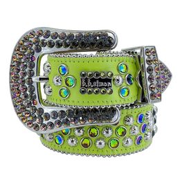 2023 Mode Groene Designer Bb Simon Riemen voor Mannen Vrouwen Glanzende diamanten riem Zwart Blauw wit veelkleurig met bling strass steentjes als verjaardag Kerstcadeaus 20 kleuren