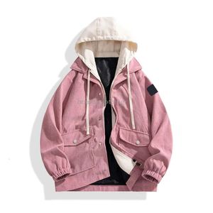 2023 Fashion Hooded Coat Ground Wool Corchuroy Spring and Automne New Men's Fake Two Sweat à capuche Japonais Brand de mode Jacket Jacket