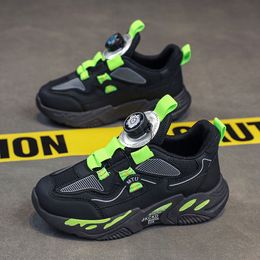 2023 Mode Hotsale Kinderschoenen Roze Grijs Rood Black Groene Spring Roterende knop Ademend gaas Casual schoenen Sneakers Color41