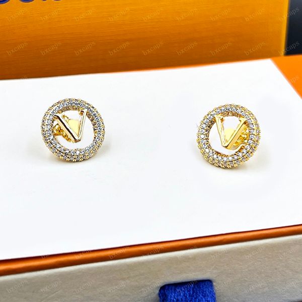2023 créateur de bijoux de mode Huggie pendentif diamant boucles d'oreilles grand cercle pour les femmes lettre V cerceau boucles d'oreilles cadeau
