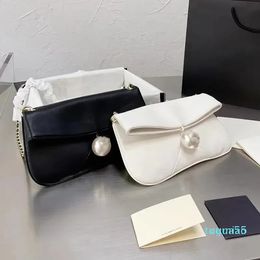 2023-fashion grande borsa a catena di perle borse a tracolla da donna in stile casual semplice portafoglio pieghevole nero in pelle borsa nera bianca