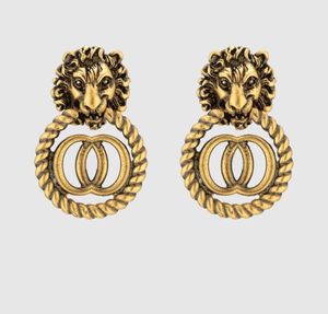 2023 Fashion Lion Head Stud Chic Vintage Pendant Boucles d'oreilles Charmand Designer Tiger Head Letter Studs Femme Bijoux de luxe Femmes