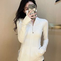 2023 Moda lulu diseñador Chaqueta de yoga lululemens para mujer Sexo atractivo Ejercicio fitness lujo Ropa de manga larga Entrenamiento Chaqueta para correr Mujeres Slim Fitness Coat