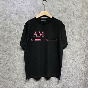 2023 camisetas de moda para hombre, camisetas de diseñador de lujo para hombre, simplicidad de verano, negro puro, 7 colores, letra rosa, manga corta, top de algodón