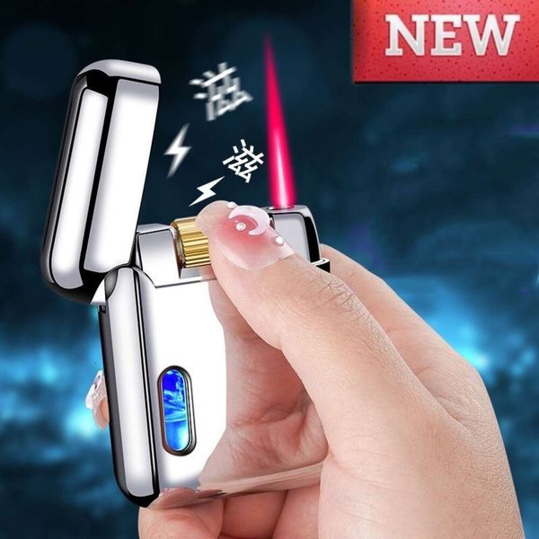 2023 Fashion Metal Windproofing Red Flame Torch Cigar Butane sans gaz Light LED LUMINENT SANS CHAMBRE DE GAS ALLUMAGE ÉLECTRONIQUE CADEM