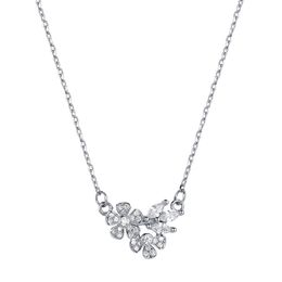 2023 mode nouveau 925S argent fleur ensemble avec pendentif en diamant complet et conception d'os de verrouillage pour collier de femmes minimalistes