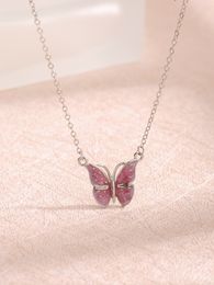 2023 Mode New European and American Vintage S925 Sterling Silver New Dropped Butterfly Collier Tempérament Collier Femme