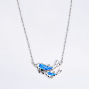 2023 mode nouveau S925 bijoux en argent Sterling bleu australie gemme dauphin pendentif collier minimaliste femmes opale collier