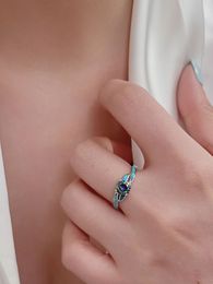 2023 Fashion Nuevo anillo de gema simple y personalizado, diseño pequeño, anillo de tesoro colorido, inscripción de micro diamantes de piedra natural
