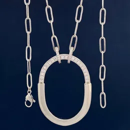 2023 personnalité de la mode ovale en forme de U encart avec collier de verrouillage en cristal série du même grand pendentif collier bijoux couleur or collier d'amour émail fête Git