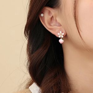 2023 Fashion Pink Drip Glaze Flower Peach Dange oorbellen voor vrouwen meisjes zoet schattig temperament fijn bruiloft feest sieraden cadeau