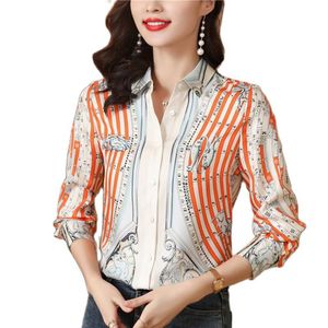 2023 Mode Gedrukte Blouse Designer Shirts Dames Lange Mouw Klassieke Revers Casual Button Up Shirt Lente Herfst Elegant en Jeugd B286v