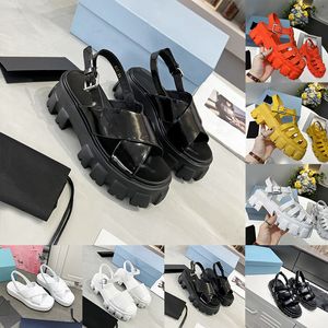 2023 Mode Sandalen Slides Designer Dames Vrouw Nappa Nastro Rubber Foam Monolith Sole Technische Sandaal sandale Dames Dames Zomer Dhgate Strandschoenen