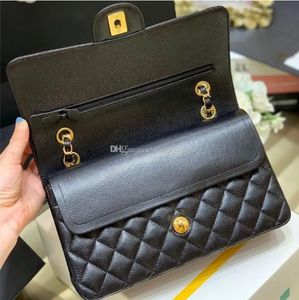 Sac de créateur 10A Top Tier Quality Jumbo Double rabat Sac Luxury 23cm 25cm 30cm en cuir réel Caviar Lambe Lambe Classique All Black Purse matelassé Sac à main avec boîte avec boîte