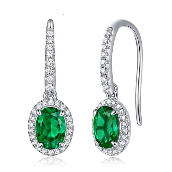 Boucles d'oreilles à crochet en émeraude cultivée verte pour femmes, bijoux fins hypoallergéniques, à la mode, 2023