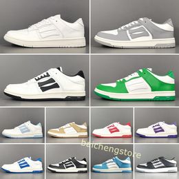 2023 mode skel top lage casual schoenen handgesneden hi lederen skelet sporttrainers blauw rood wit zwart groen grijze outdoor sneakers met originele doos 35-44 b5