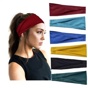 2023 Mode Solid Color Sports Running hoofdbanden voor vrouwen Yoga Spandex Turbans Bandanas Ladies Hair Accessoires brede bands Zomer