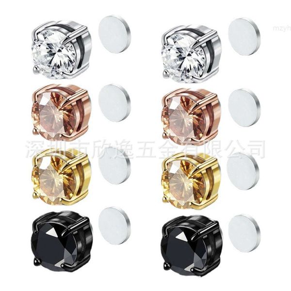 2023 Fashion en acier inoxydable sans trous boucles d'oreilles Piercing Zircon Magné de diamant Magné de diamant pour garçons