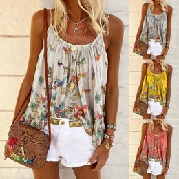 2023 Fashion Summer Women Vêtements S5xl Sous-manches suspendues décontractées Boho Loose Camisole Tops Tous Match Top 240506