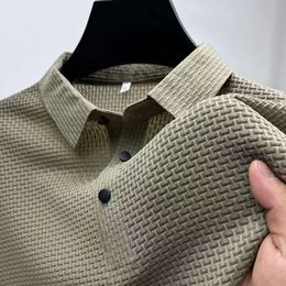 T-shirt à manches courtes et col Polo pour hommes, tendance, décontracté, couleur unie, coupe cintrée, polyvalent, été, 2023