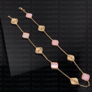 2023 Mode Vintage 4/Quatre Feuilles Trèfle Collier Élégant Dix Trèfle Classique Bracelet Collier Bijoux Pour Femmes Pendentif Haute Qualité Pietersite 03