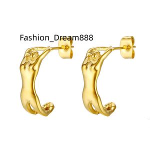 2023 Mode Femme Bijoux Humains En Acier Inoxydable Plaqué Or 18k Abstrait Corps Féminin Transparent Hoop Boucles D'oreilles