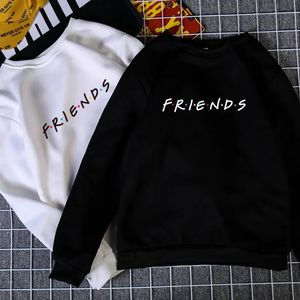 2023 Mode Dames Letters VRIENDEN Gedrukt Lange Mouw Hoodie Sweatshirt Dames Slouch Trui Jumper Tops Plus Szie S3XL 240124