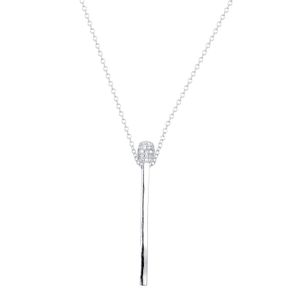 Ensemble de barre longue en argent 925S à la mode 2023 avec pendentif à longue barre en diamant, style griffe, collier simple pour femme