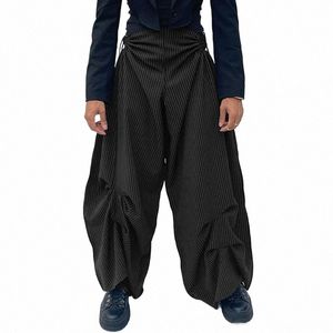 2023 Fi Hommes Pantalon rayé Creux Out Loose Cordon Streetwear Pantalon Hommes Joggers Plissé Casual Pantal S-5XL INCERUN Z1vM #