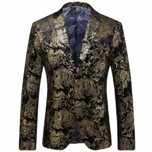 2023 Fi Nouveaux hommes Casual Boutique Busin Slim Fit Persality Brzing Banquet Dr Costume Blazers Veste Manteau Y04j #